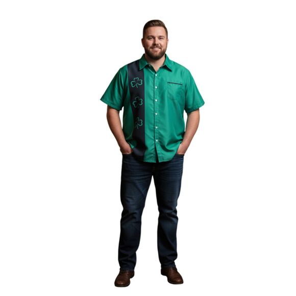 Arvil Hill Green St. Patrick's Day Shamrock Short Sleeve Button Down Shirt XXL - Picture 6 of 13